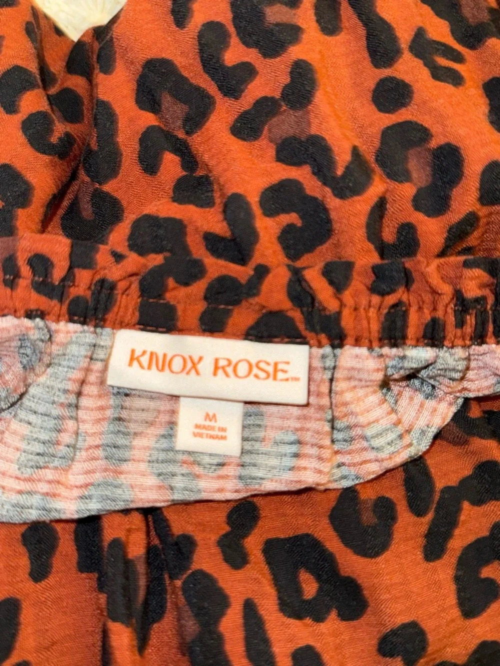Knox Rose Brown Cheetah Print Puff Sleeve Boho Comfort Dress M - Picture 4 of 5